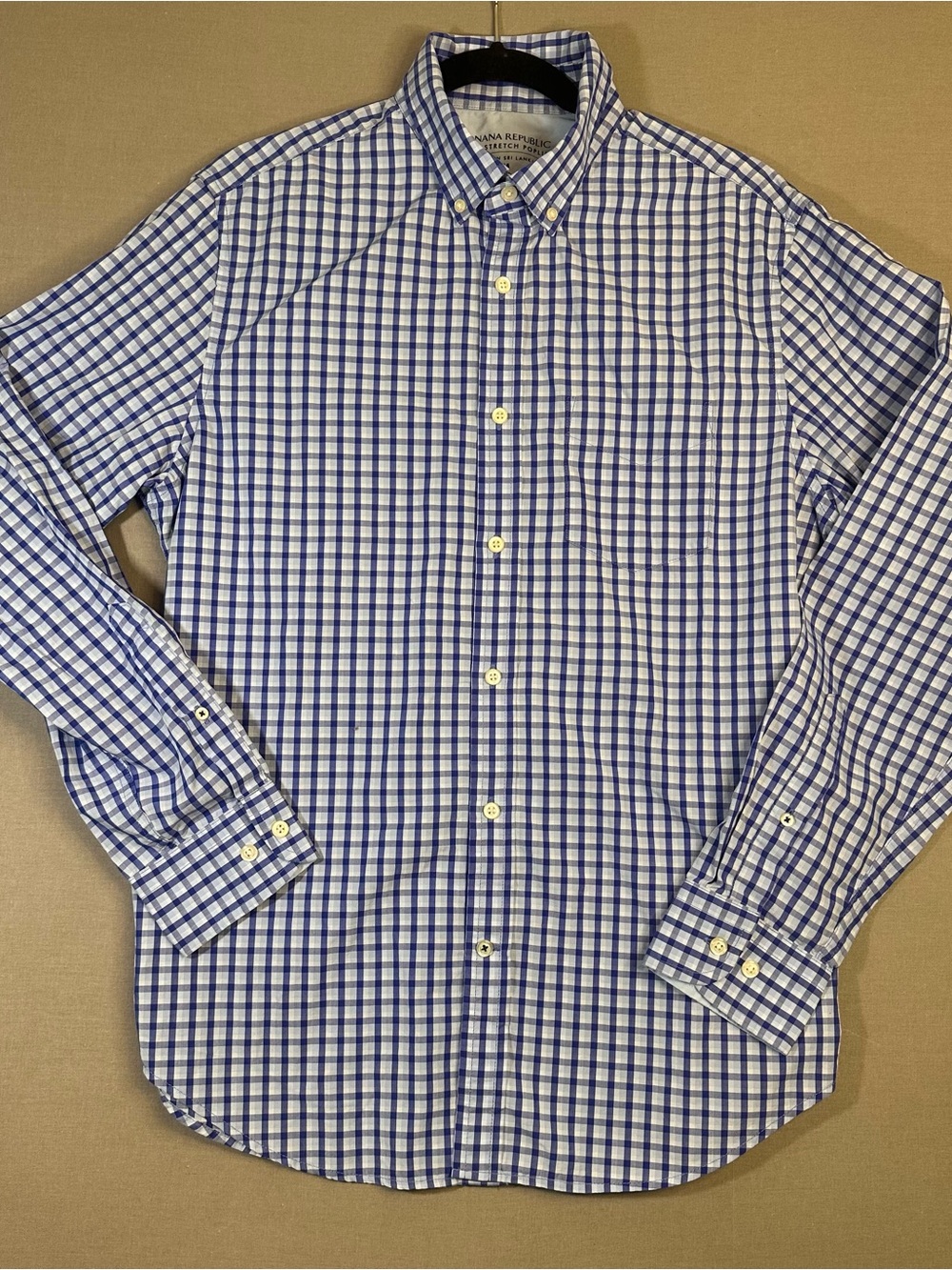 Banana Republic Men's Blue & White Checked‎ Dress Shirt